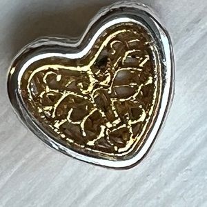 925 sterling silver & gold filigree heart shaped  Pandora style charm.